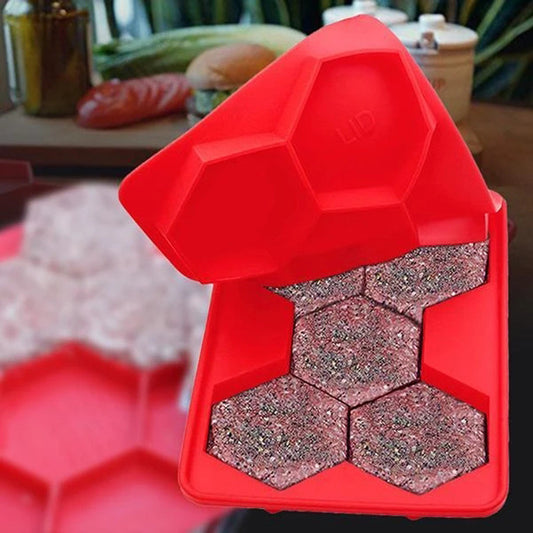 Silicone hexagonal burger mold