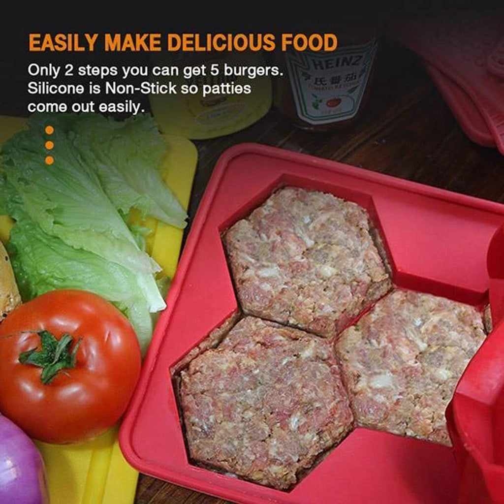 Silicone hexagonal burger mold