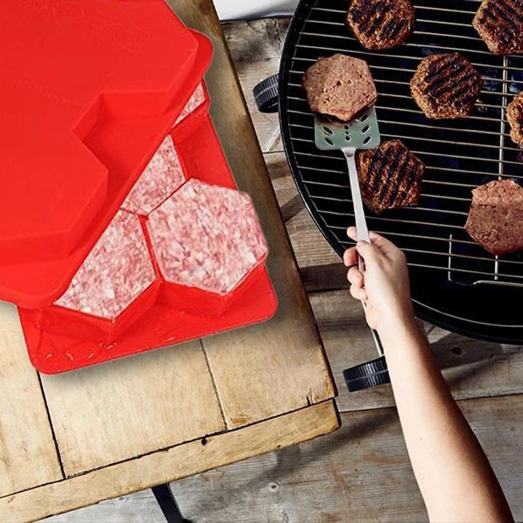 Silicone hexagonal burger mold